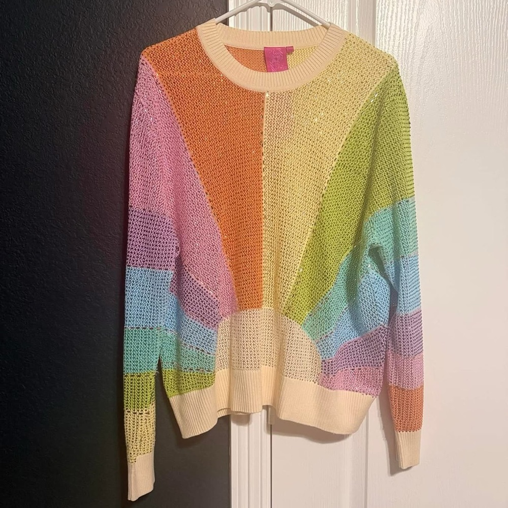 New size XS QOS muted sunshine rhinestone sweater